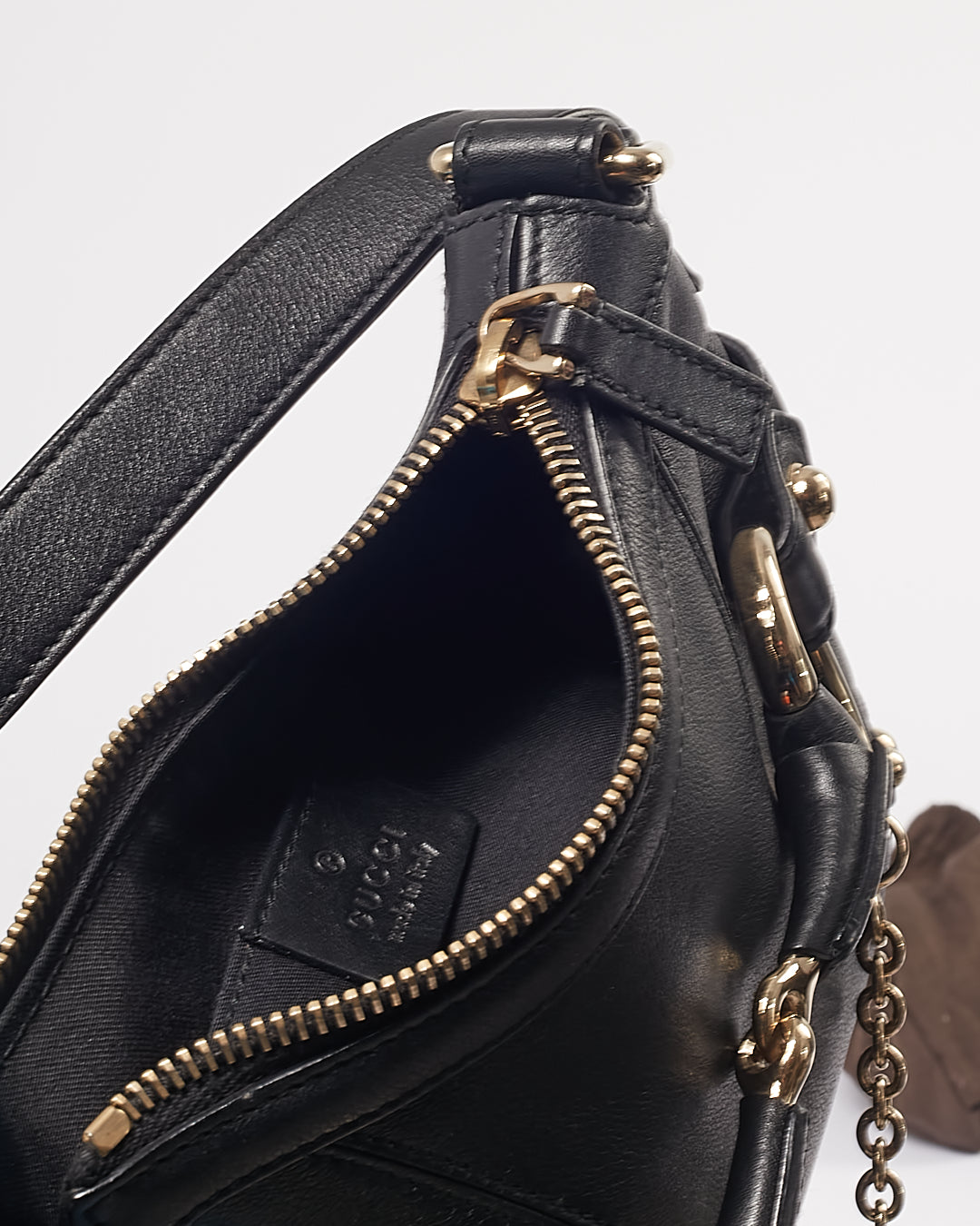 Gucci Black Horsebit Small Shoulder Bag