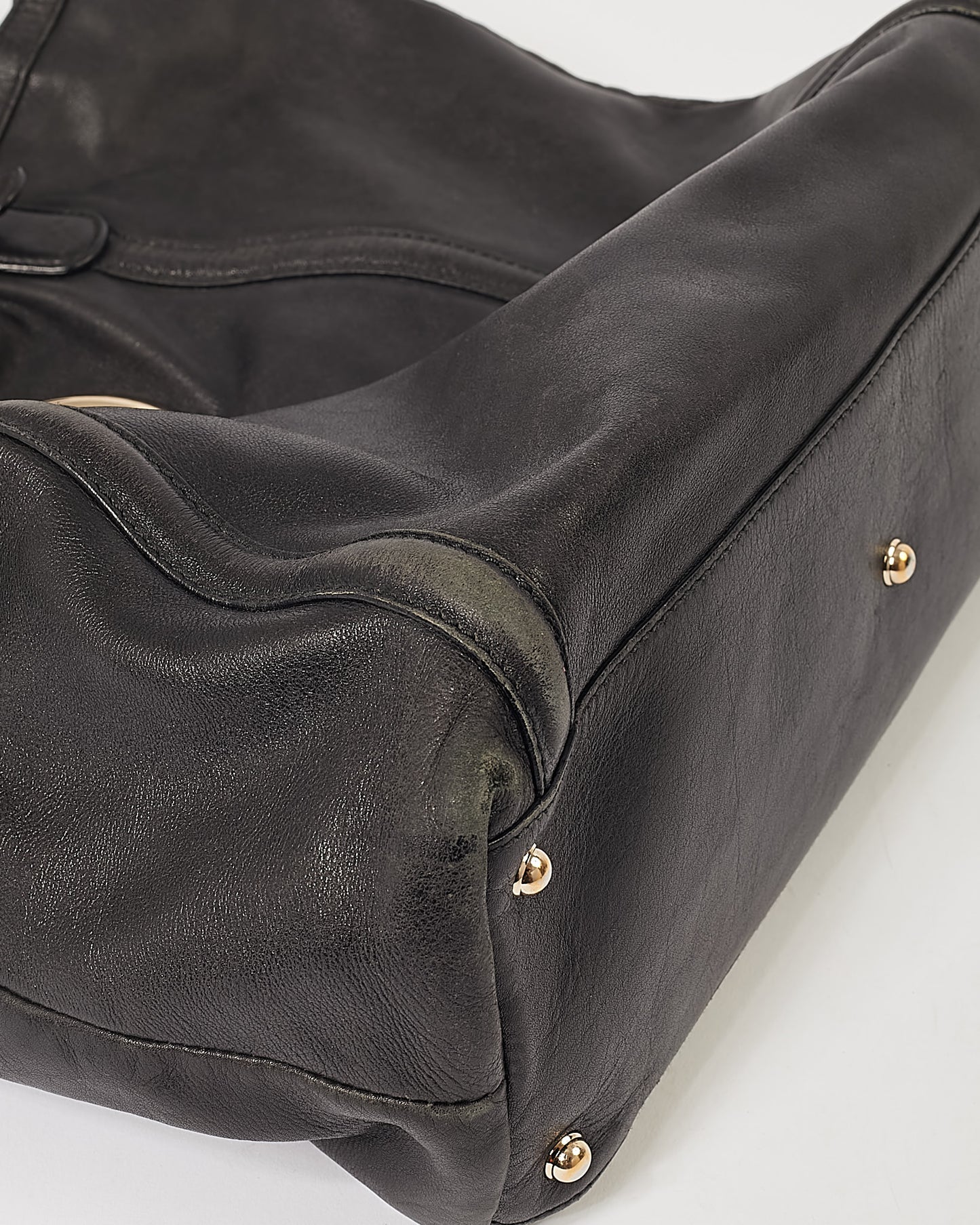 Grand sac fourre-tout GG en cuir noir Gucci