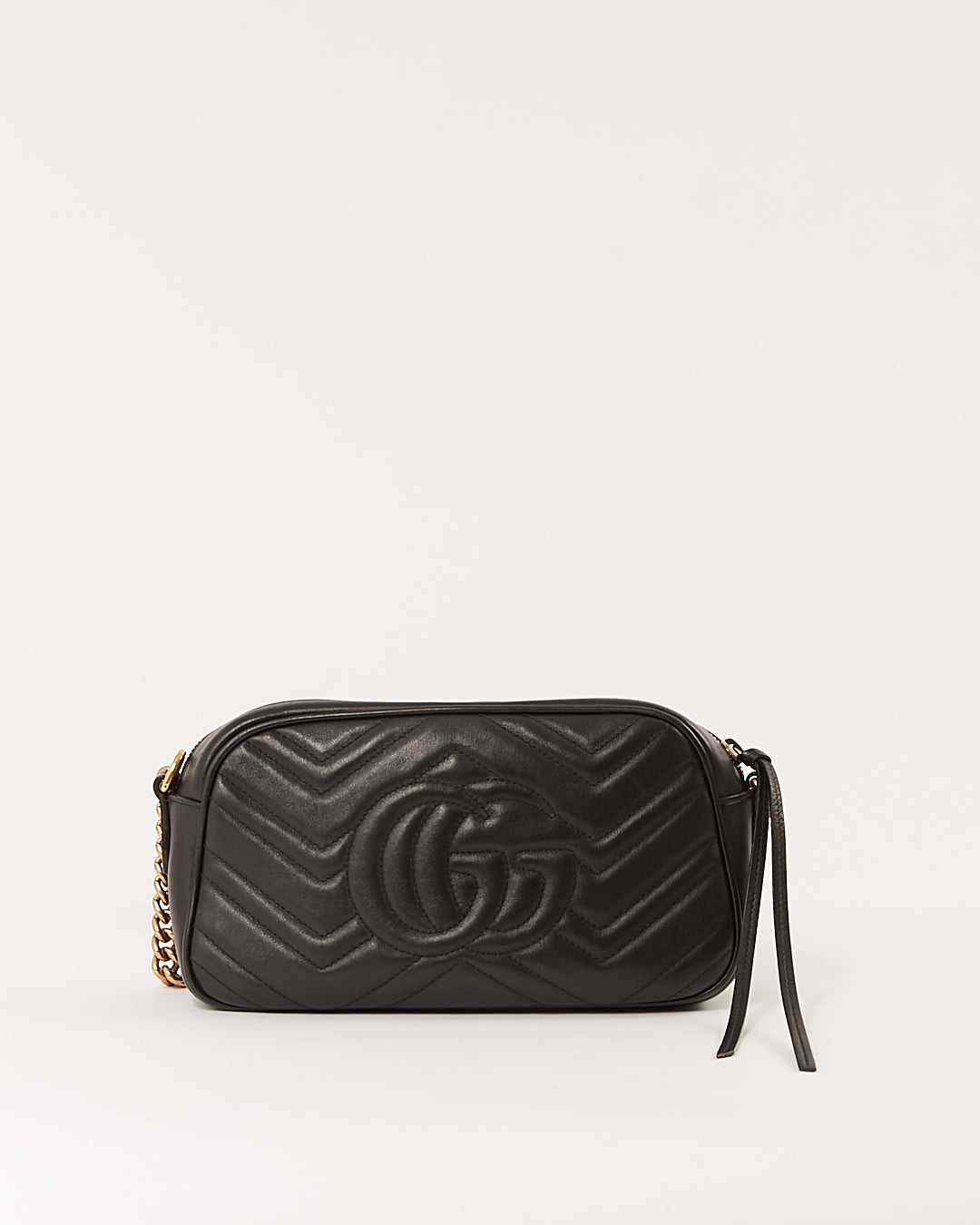 Petit sac pour appareil photo Gucci Marmont GG Matelasse en cuir noir 