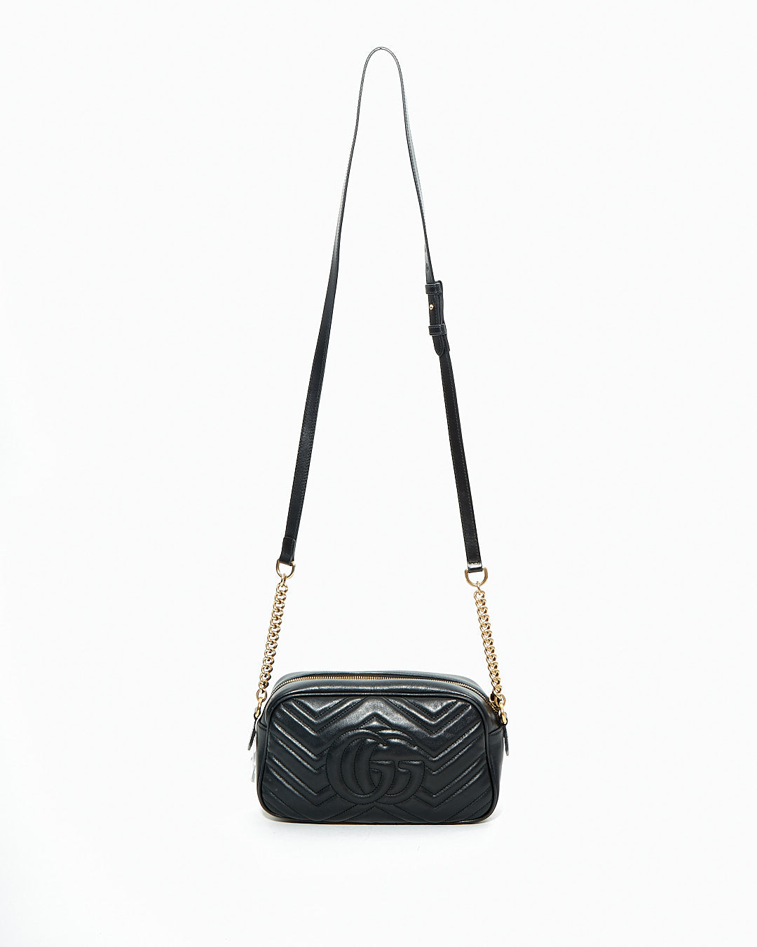 Gucci Black Matelasse GG Marmont Small Camera Bag