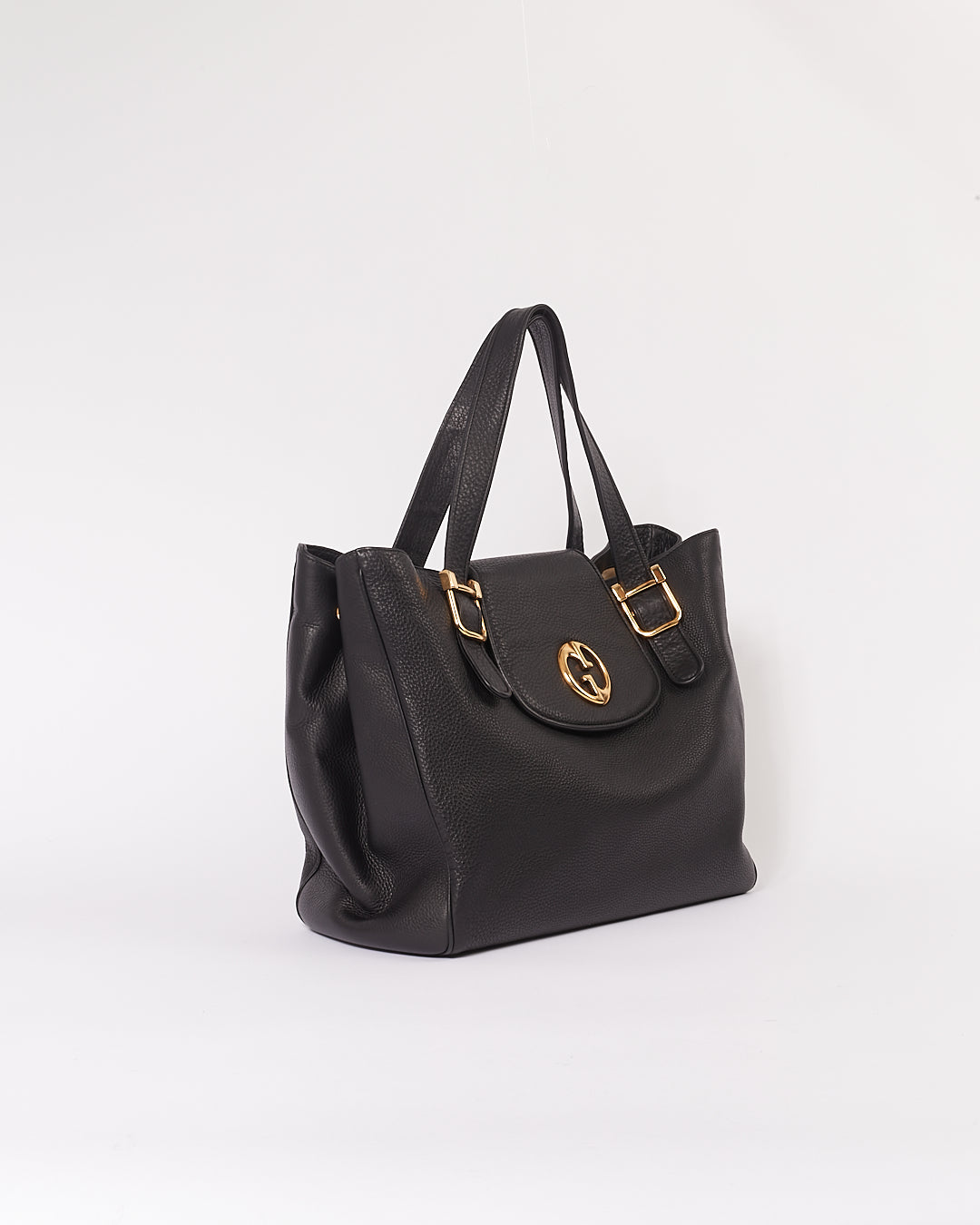 Gucci Black Pebbled Leather Tote Bag