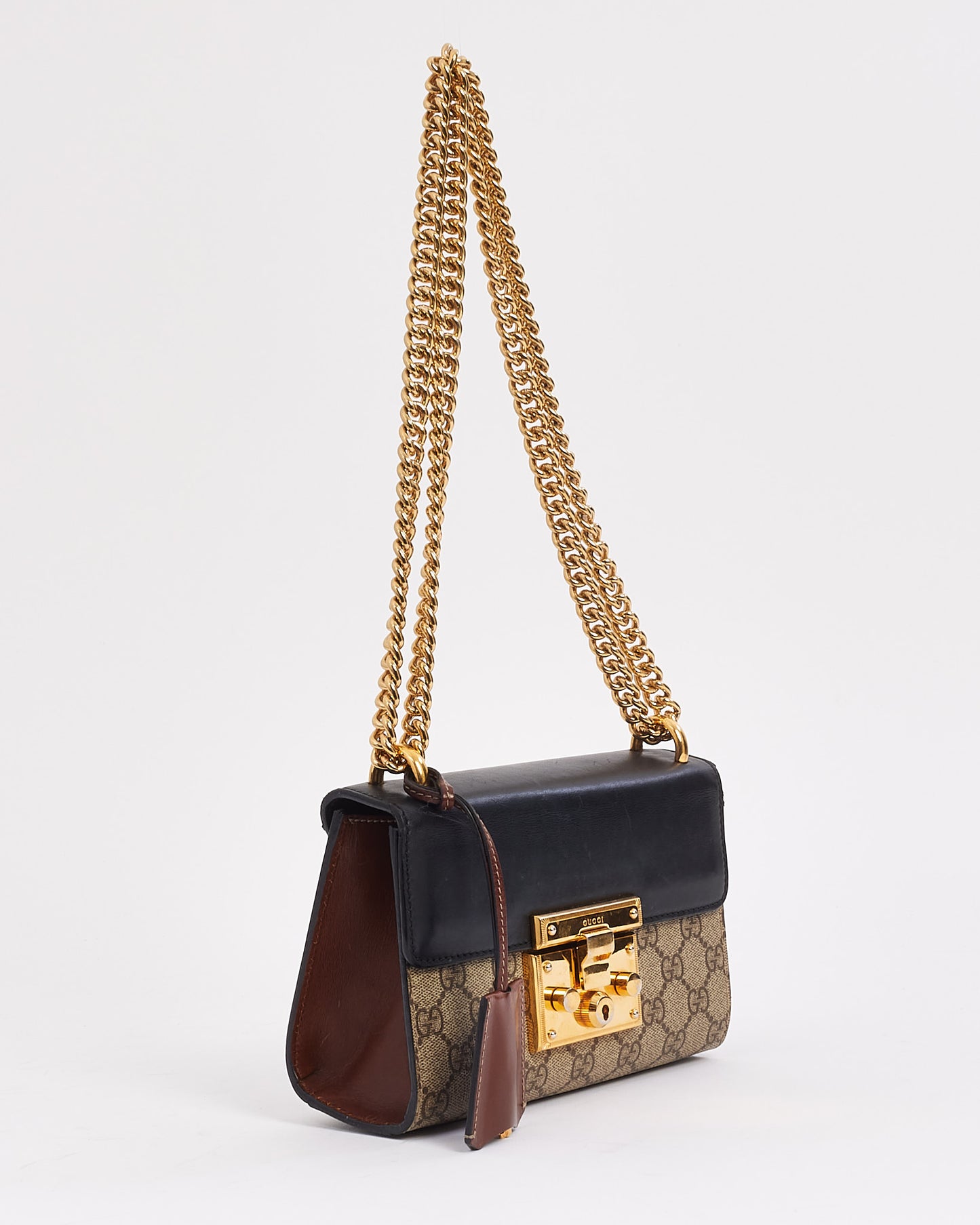 Gucci Black/Beige GG Supreme Canvas Small GG Padlock Shoulder Bag
