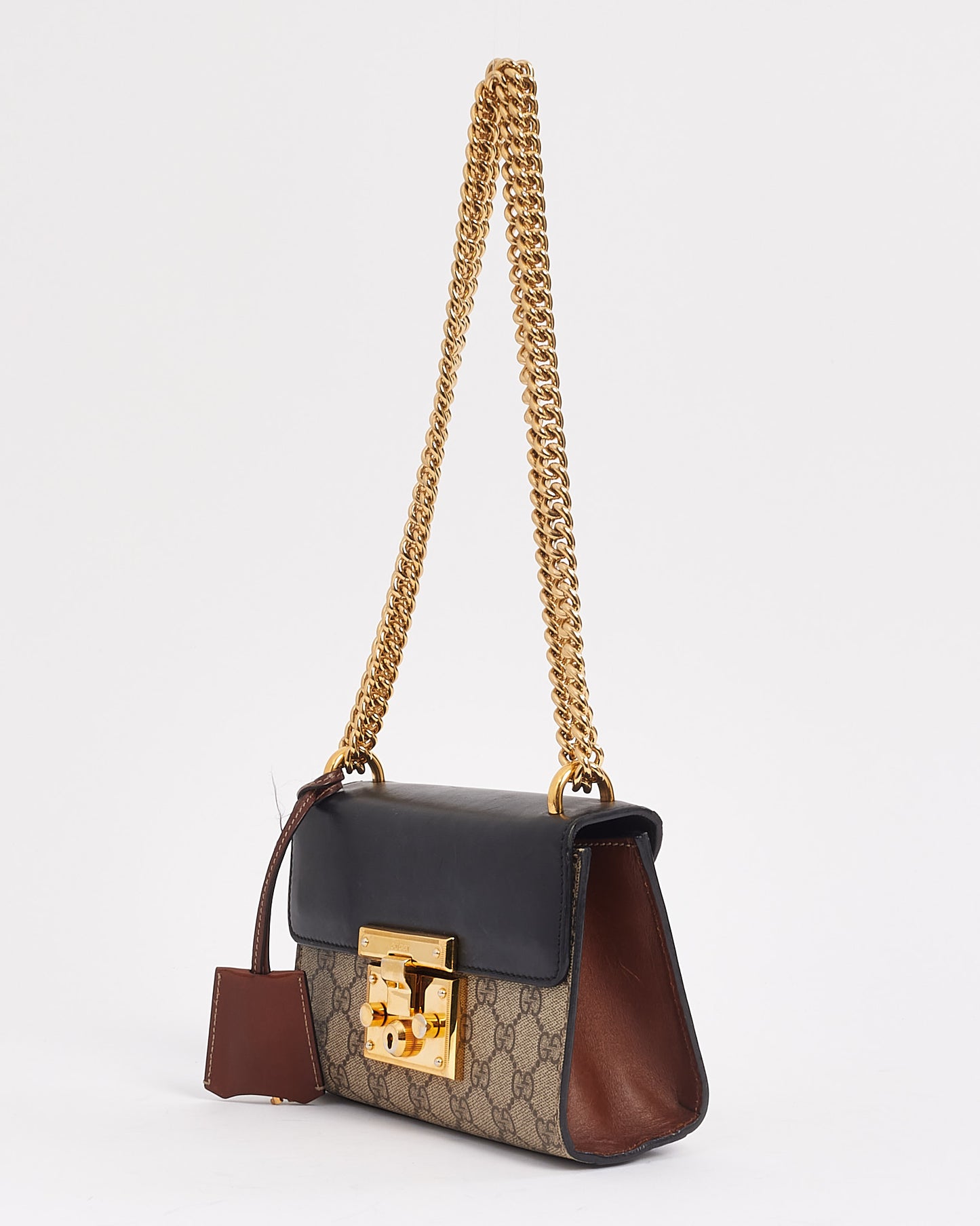 Gucci Black/Beige GG Supreme Canvas Small GG Padlock Shoulder Bag