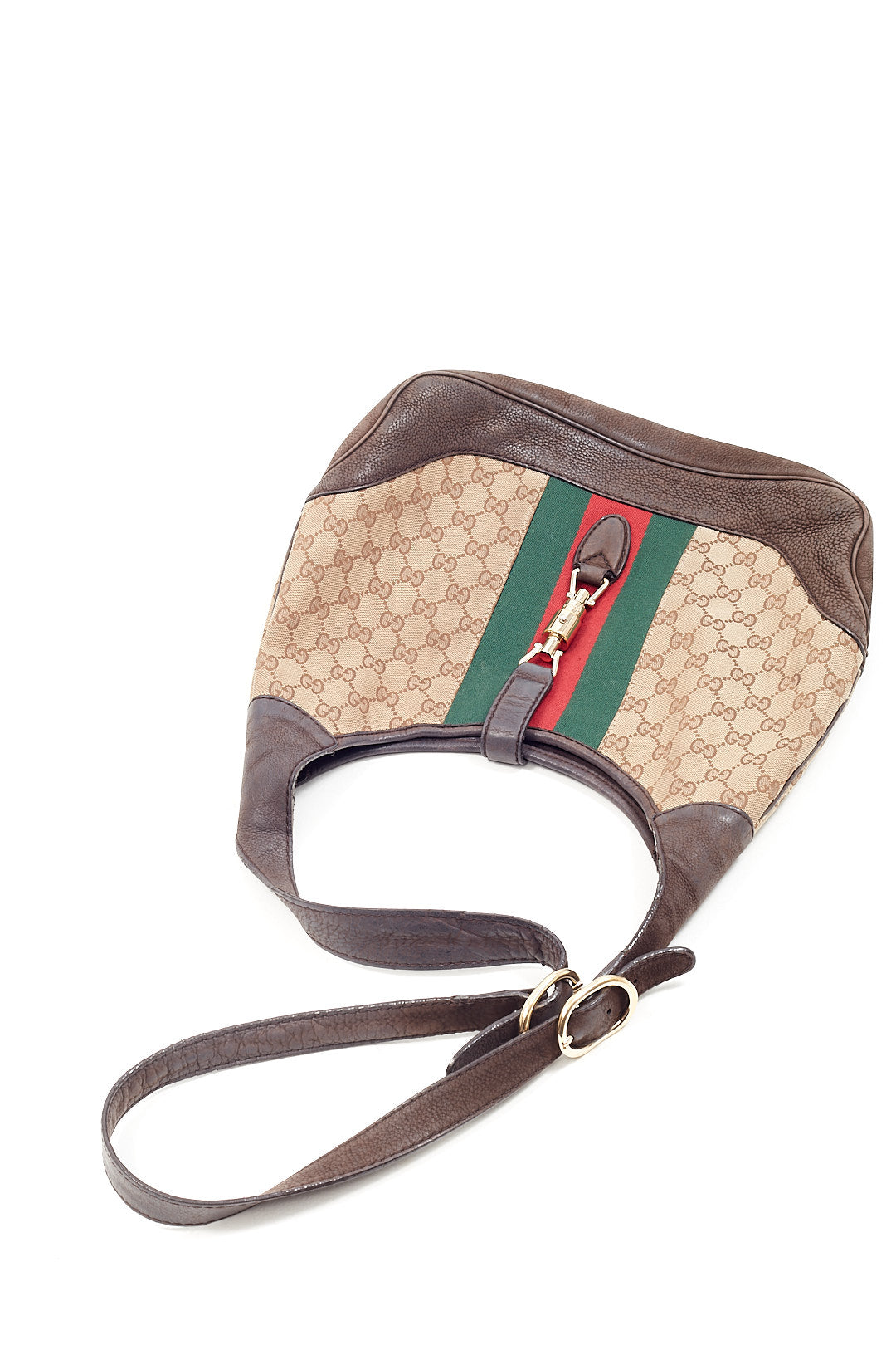 Gucci Brown GG Canvas Supreme Web Jackie Crossbody Bag