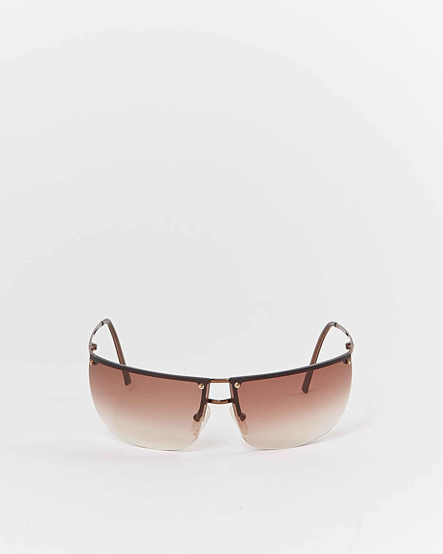 Gucci Brown Metal Frame Rimless Sunglasses