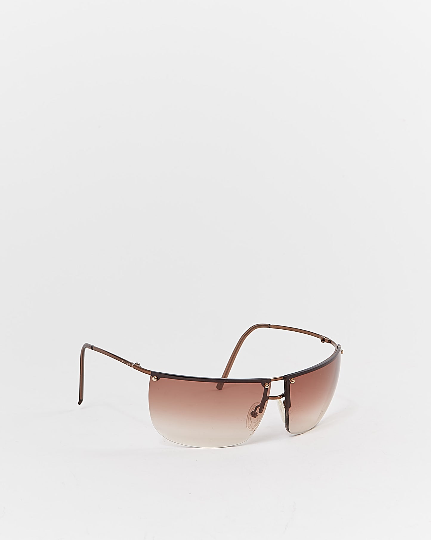Gucci Brown Metal Frame Rimless Sunglasses