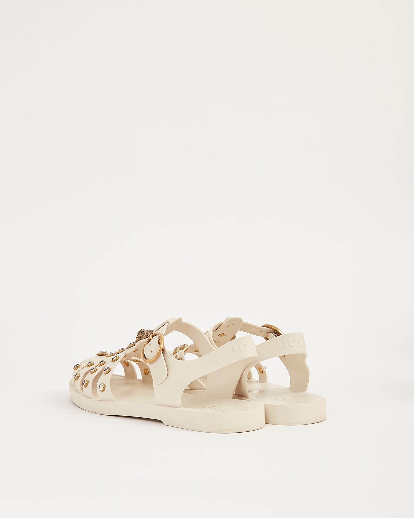 Sandale à bijoux cloutées GG Marmont en caoutchouc crème Gucci - 38