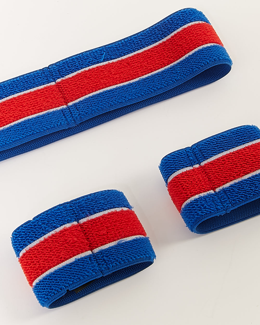 Gucci Blue/Red Elastic Stripe Headband + Wristband Set