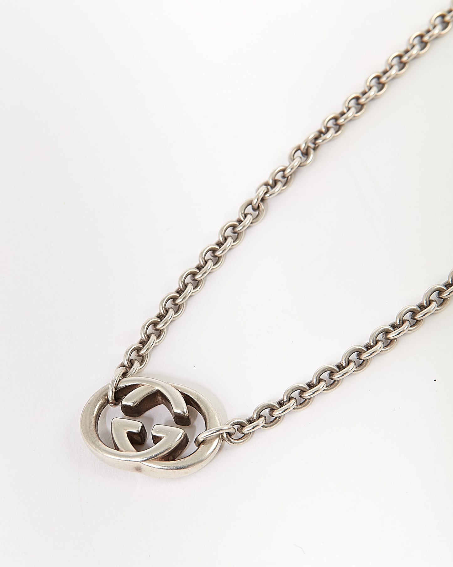 Gucci GG Sterling Silver Interlocking Chain Necklace