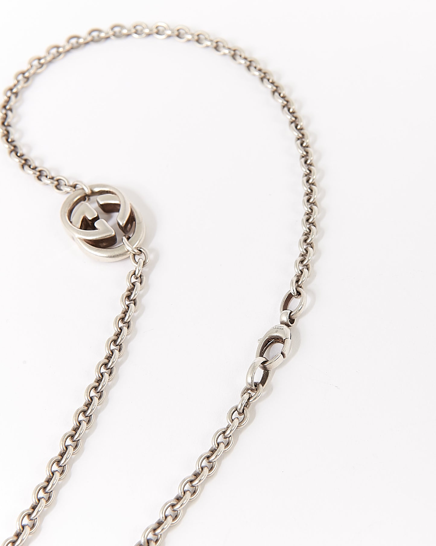 Gucci GG Sterling Silver Interlocking Chain Necklace