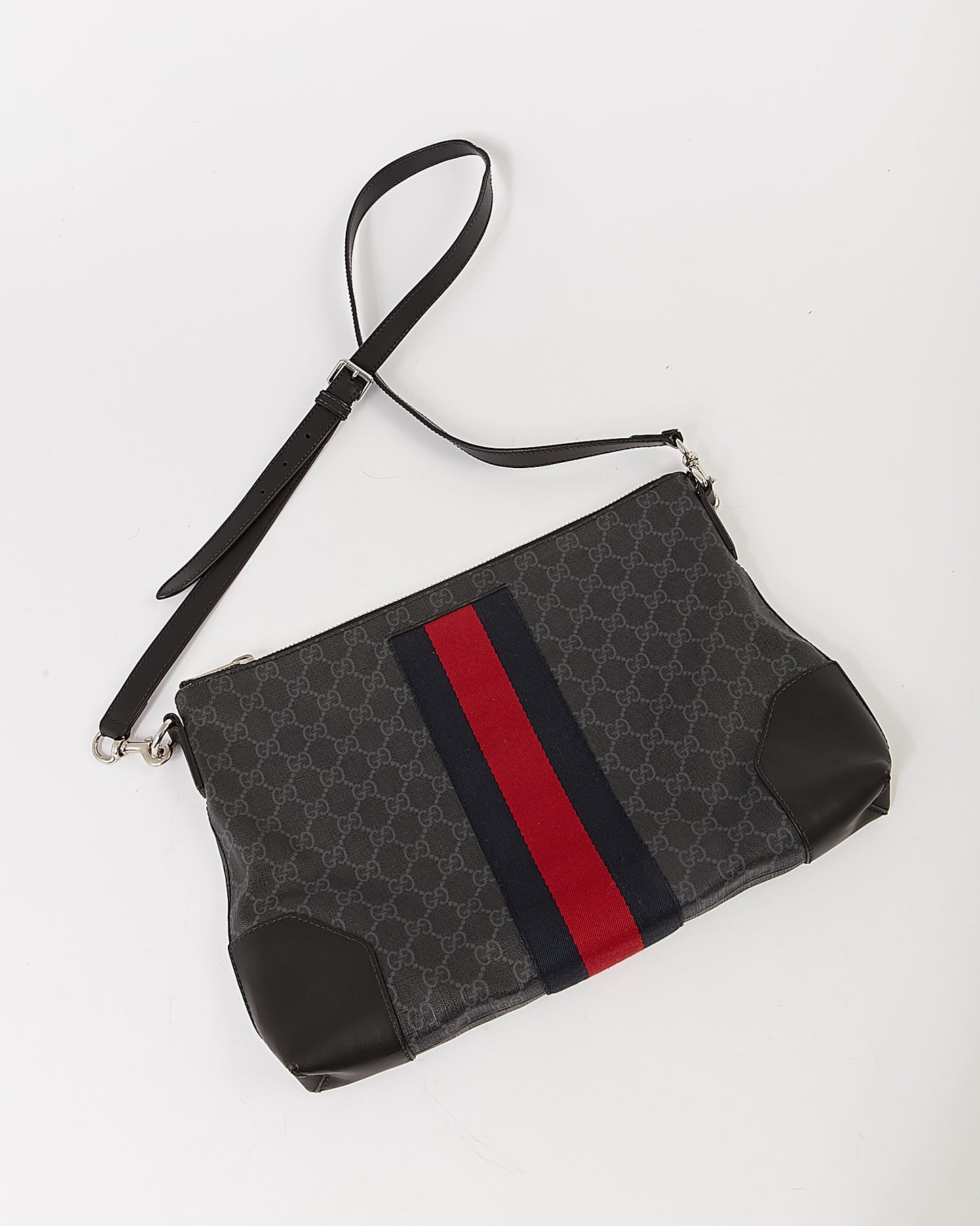 Gucci GG Supreme Canvas Navy/Red Web Messenger Bag