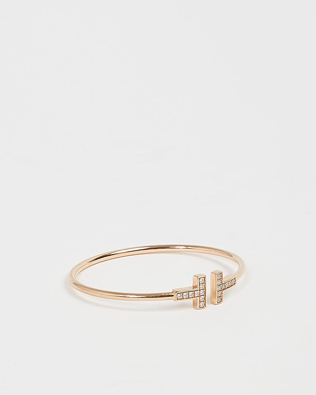 Tiffany & Co.18K Rose Gold Diamonds T Wire Cuff Bracelet