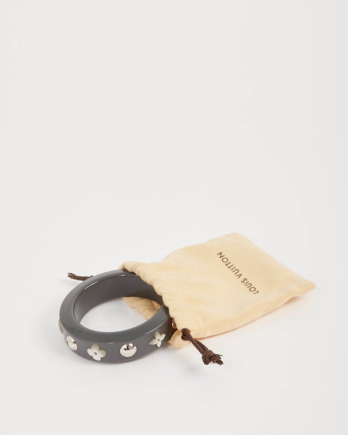 Bracelet jonc fleur clouté gris Louis Vuitton
