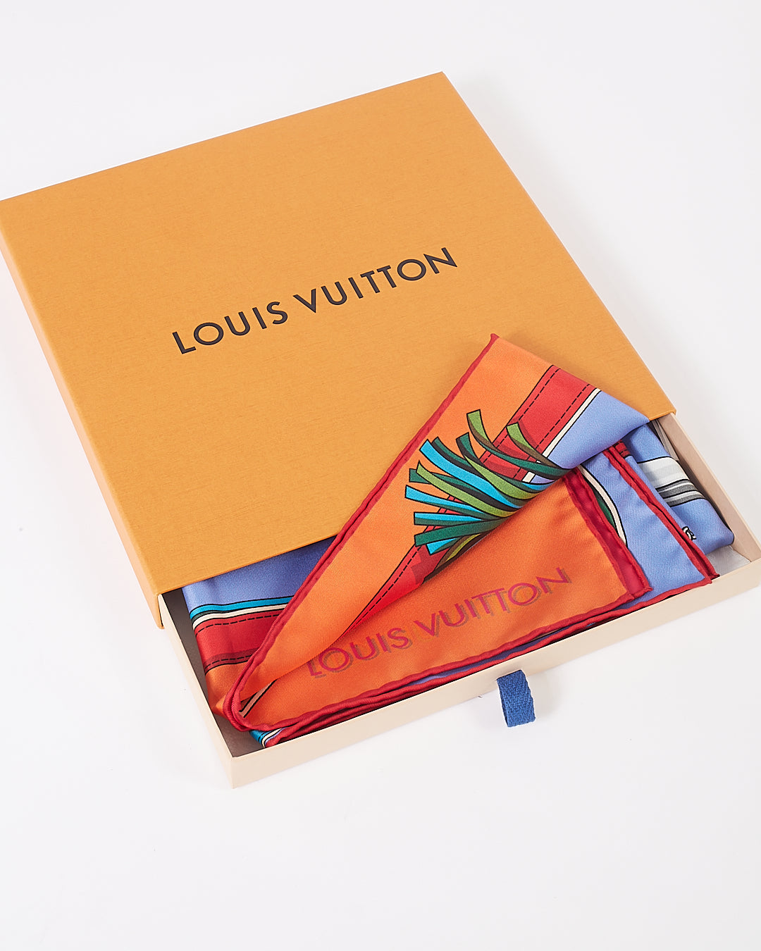 Écharpe en soie réversible orange/violet/rouge/bleu Louis Vuitton