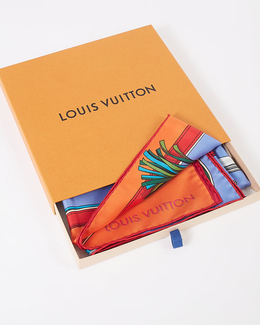 Louis Vuitton Orange/Purple/Red/Blue Reversible Silk Scarf