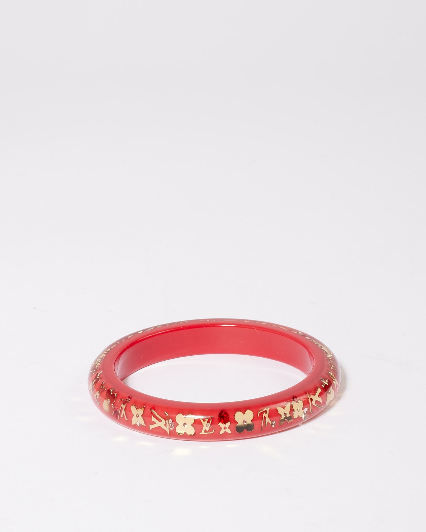 Bracelet jonc à inclusion monogramme rouge Louis Vuitton