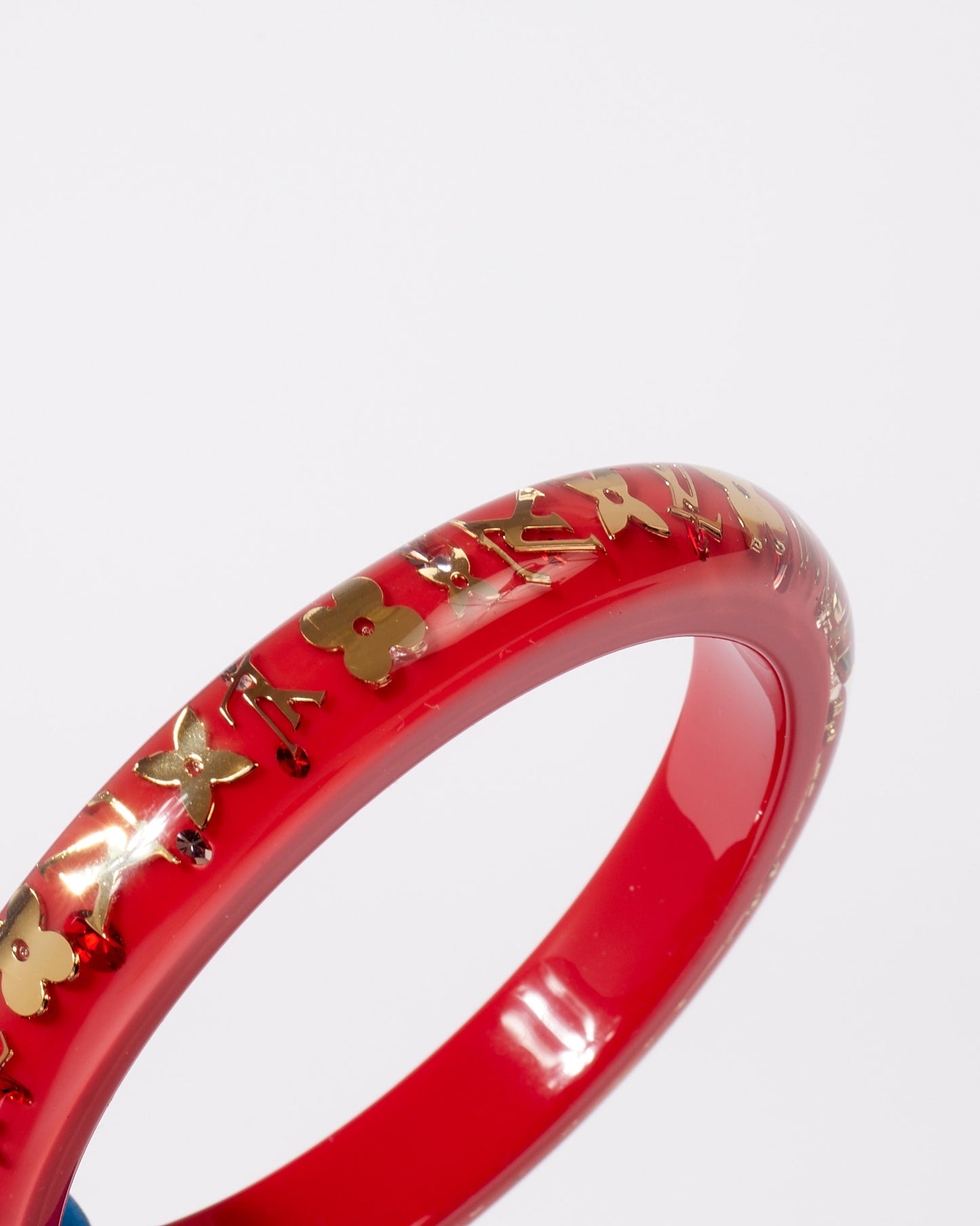Bracelet jonc à inclusion monogramme rouge Louis Vuitton