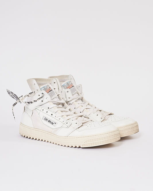Off White Fabric/Leather High Top Sneakers - 44
