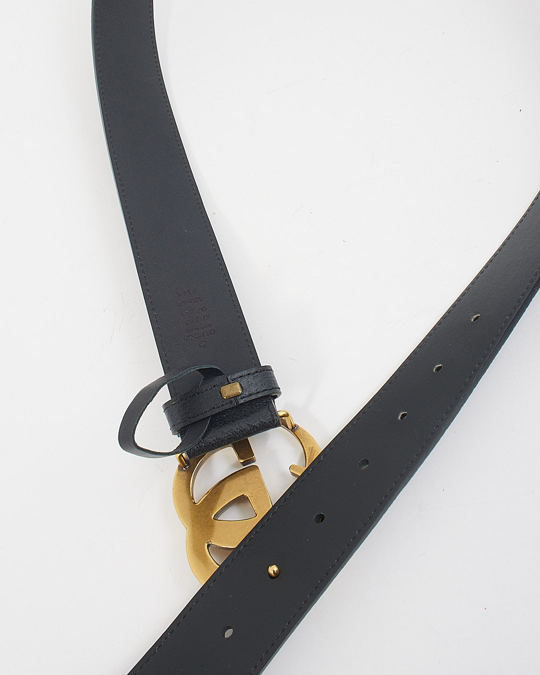 Gucci Black Leather Double G Buckle Marmont Belt - 100/40