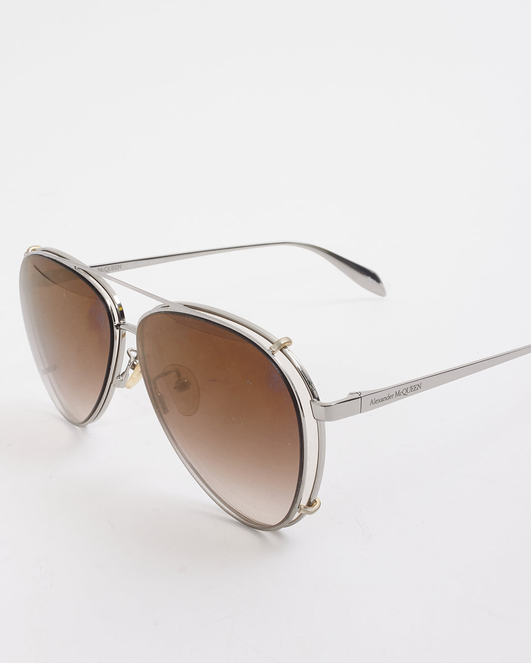 Alexander McQueen Silver Aviator AM0263S Sunglasses