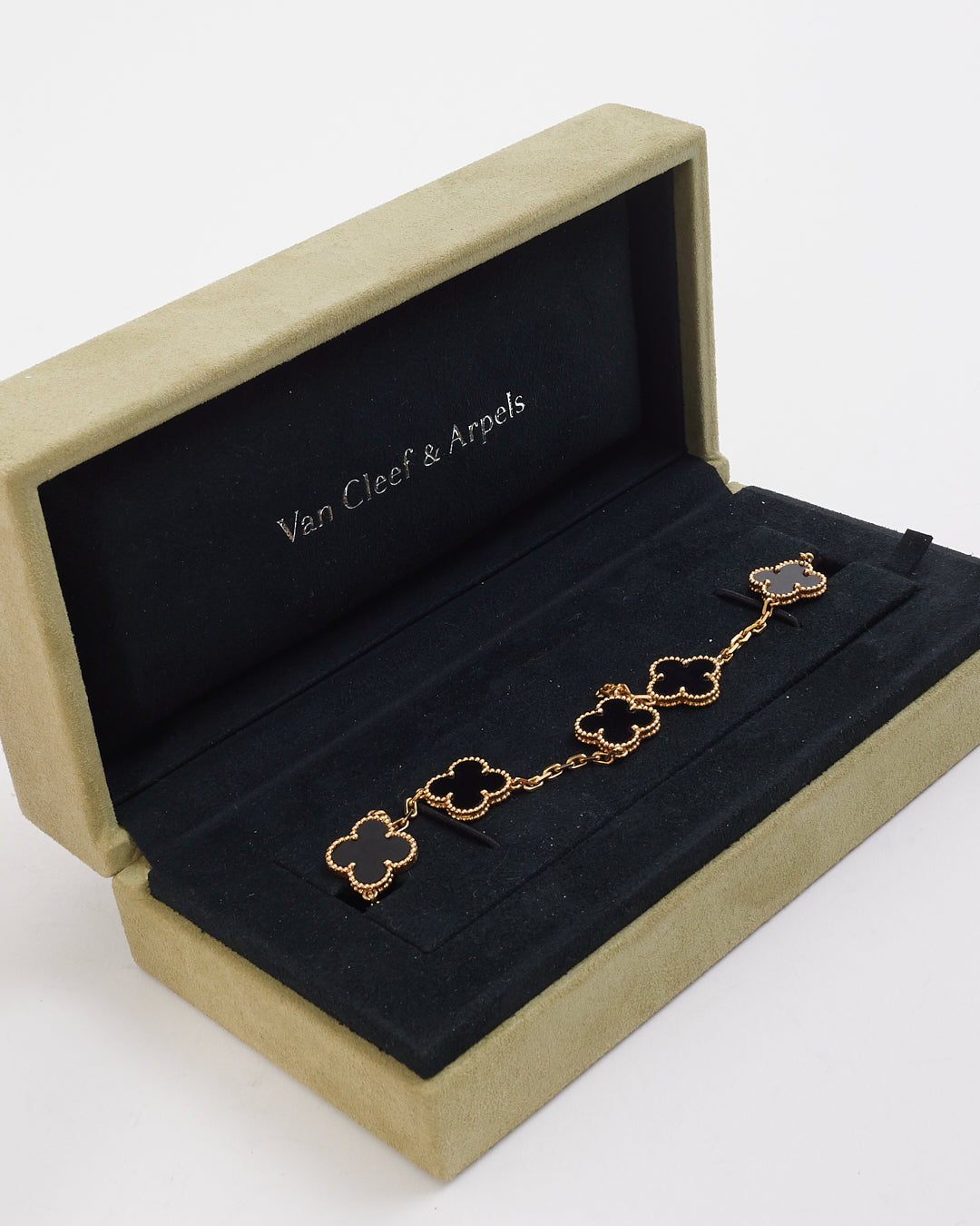 Van Cleef &amp; Arpels Bracelet Alhambra Vintage Or Noir Onyx 5 Motifs