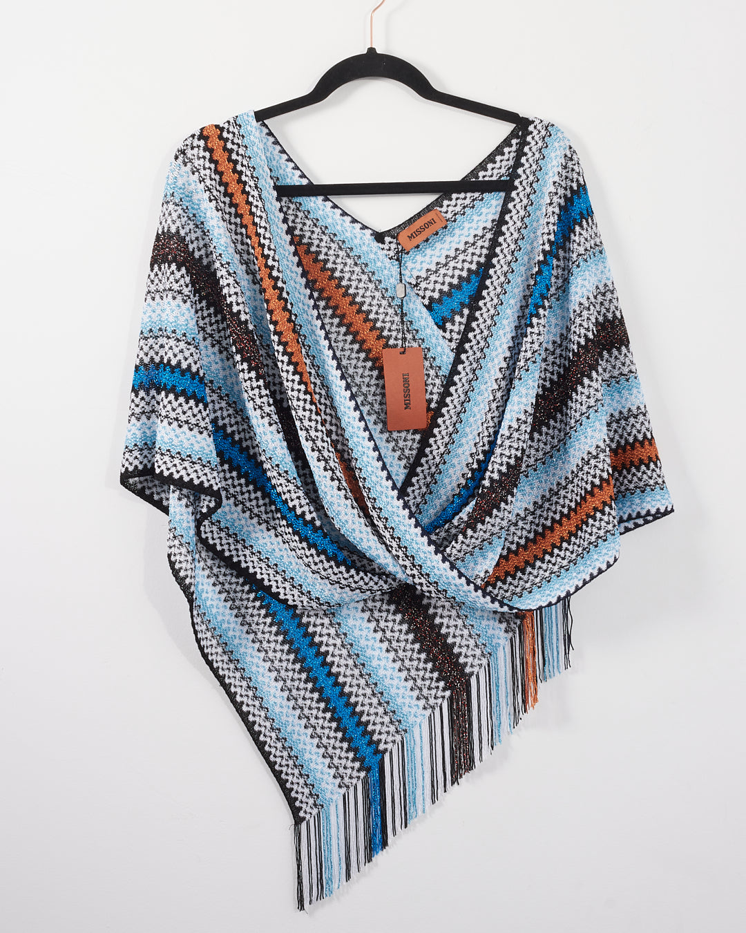 Missoni Blue Multi Zig Zag Wool Scarf