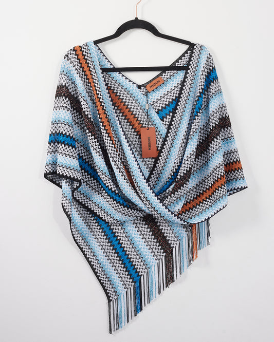 Missoni Blue Multi Zig Zag Wool Scarf