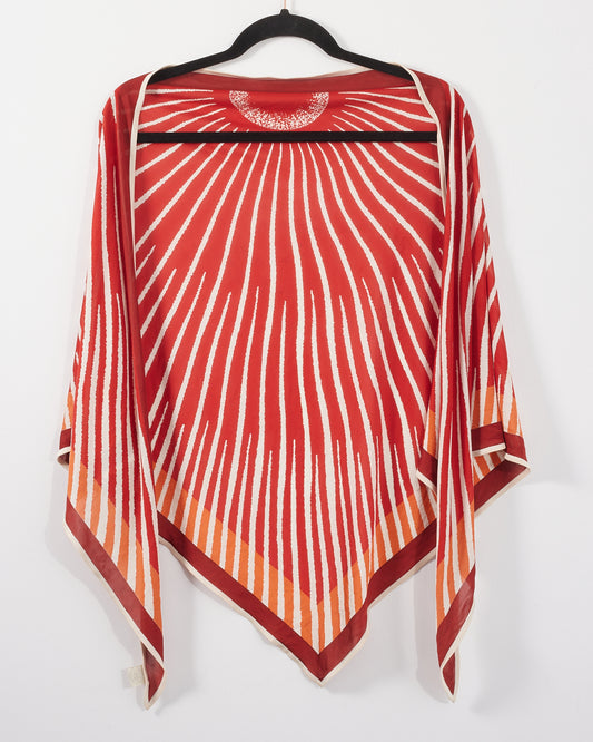 Hermès Red/Orange Silk Triangle Silk Scarf