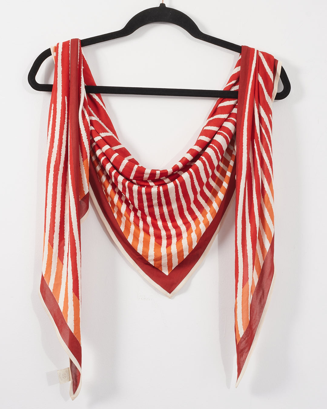 Hermès Red/Orange Silk Triangle Silk Scarf