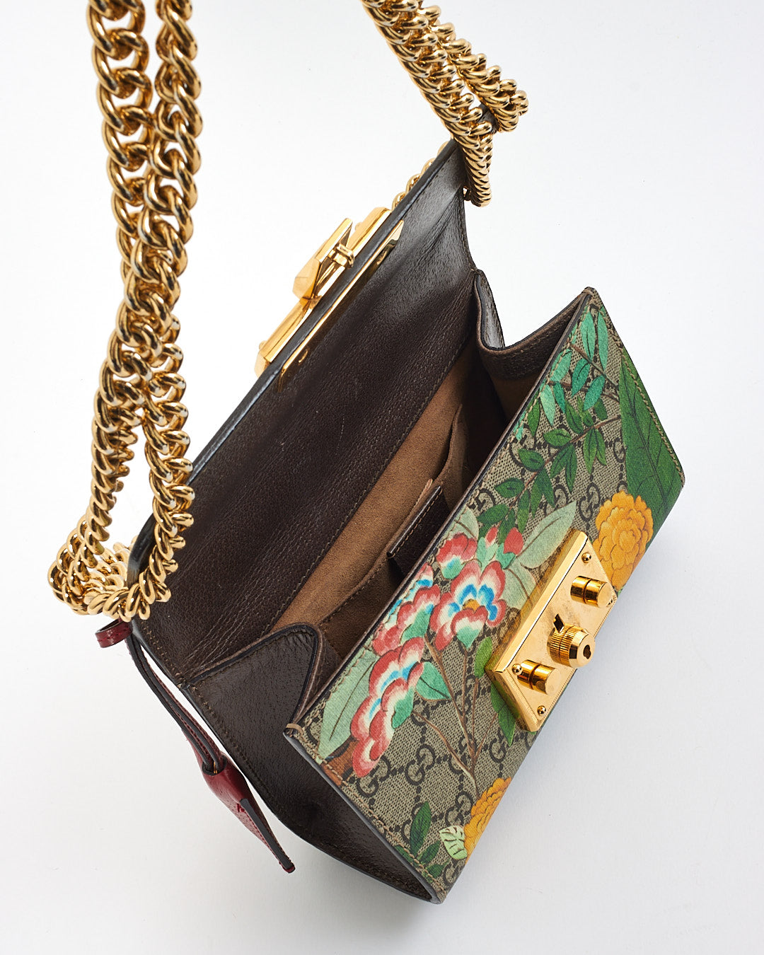Gucci GG Supreme Monogram Tian (Floral) Small Padlock Shoulder Bag