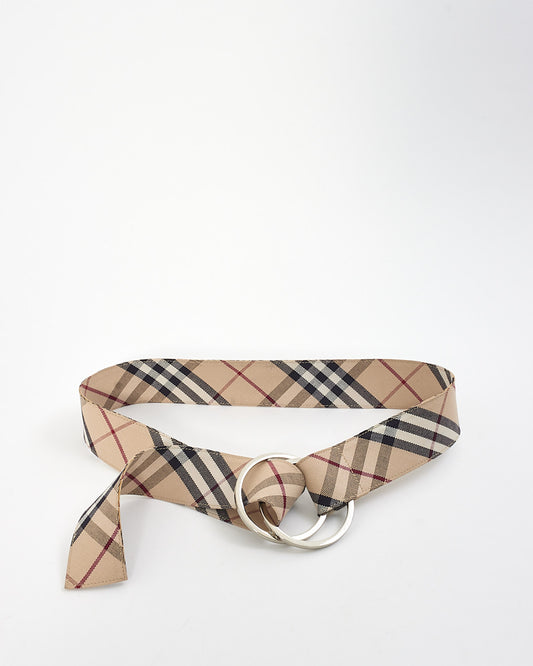 Explore a Burberry Beige Nova Check Fabric D-ring Belt