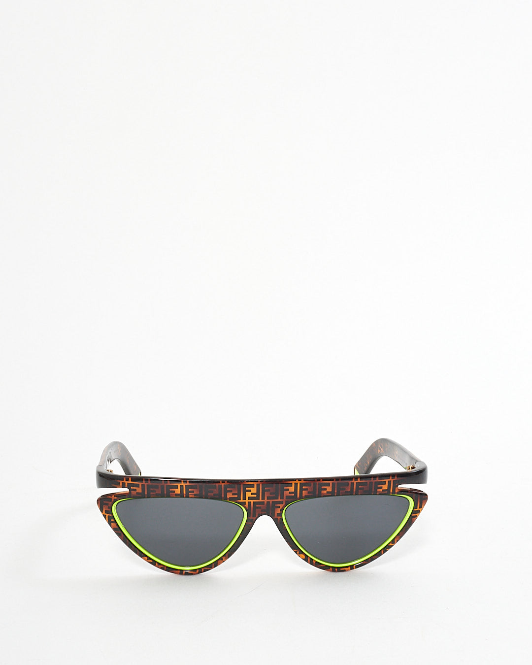 Fendi Havana Green FF Monogram Fluo FF 0383/S Cat Eye Sunglasses