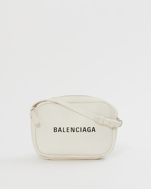 Balenciaga White Leather Logo Everyday XS Camera Bag