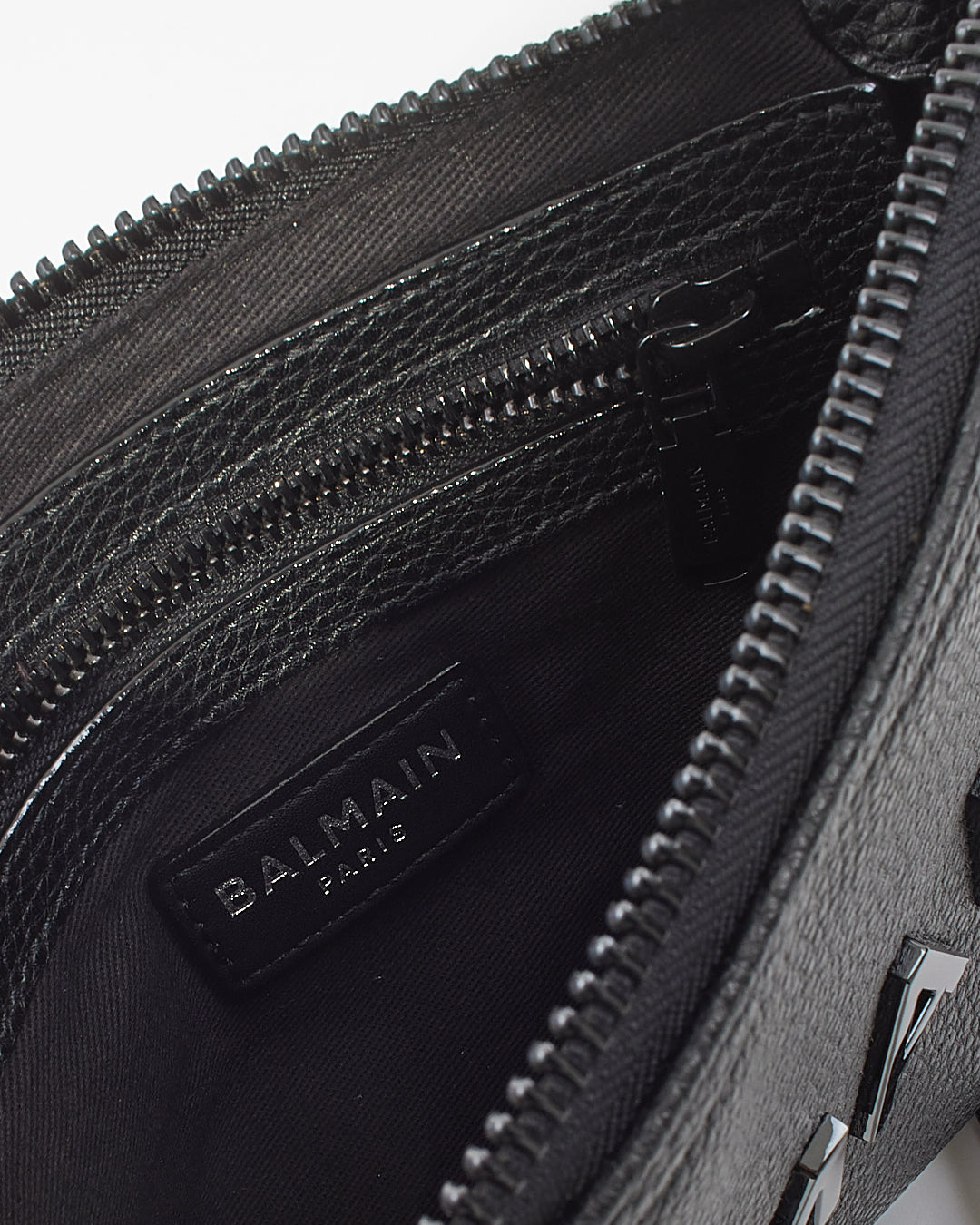 Balmain Black Leather Logo Pouch Clutch