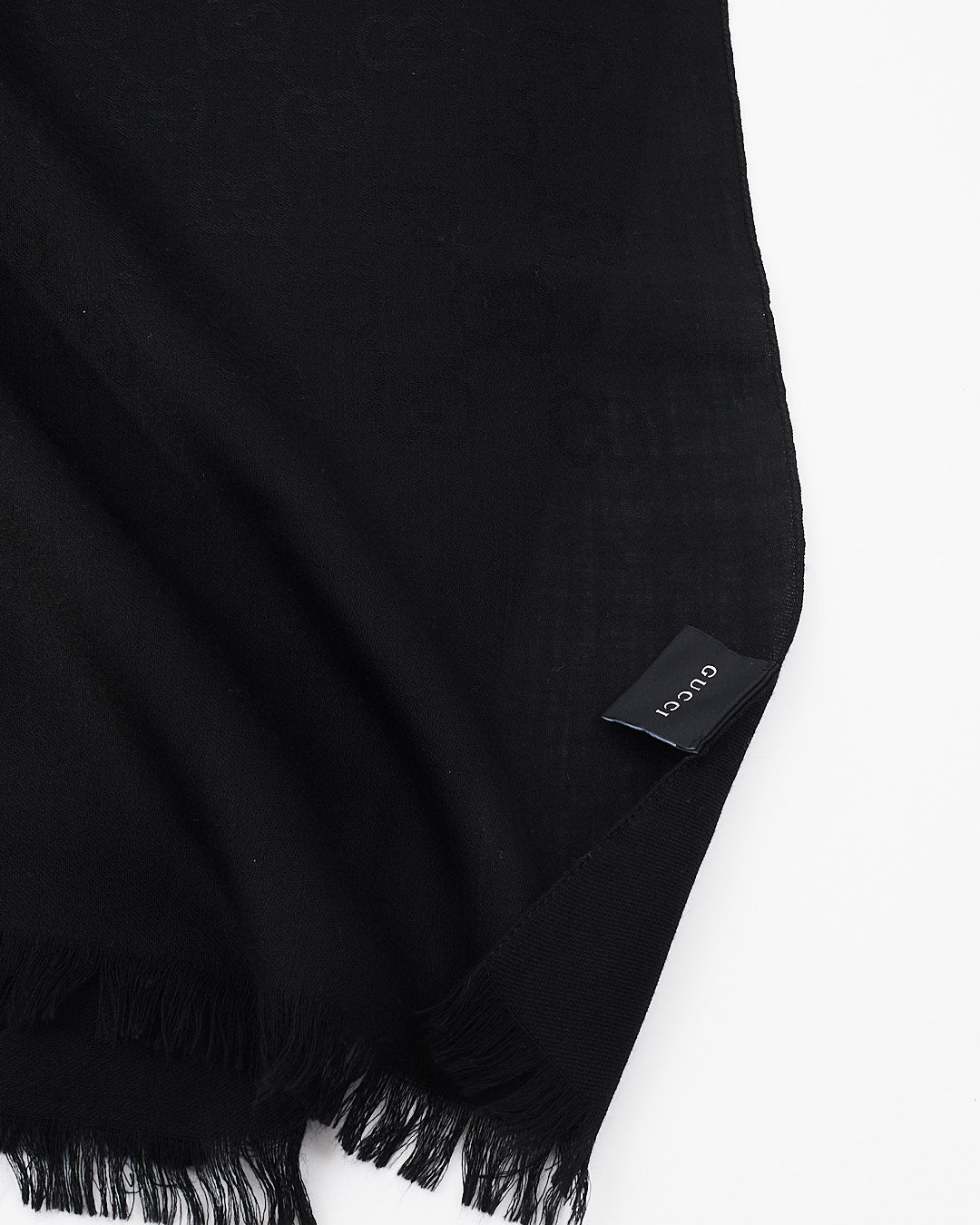 Écharpe châle en laine et soie monogramme noir Gucci