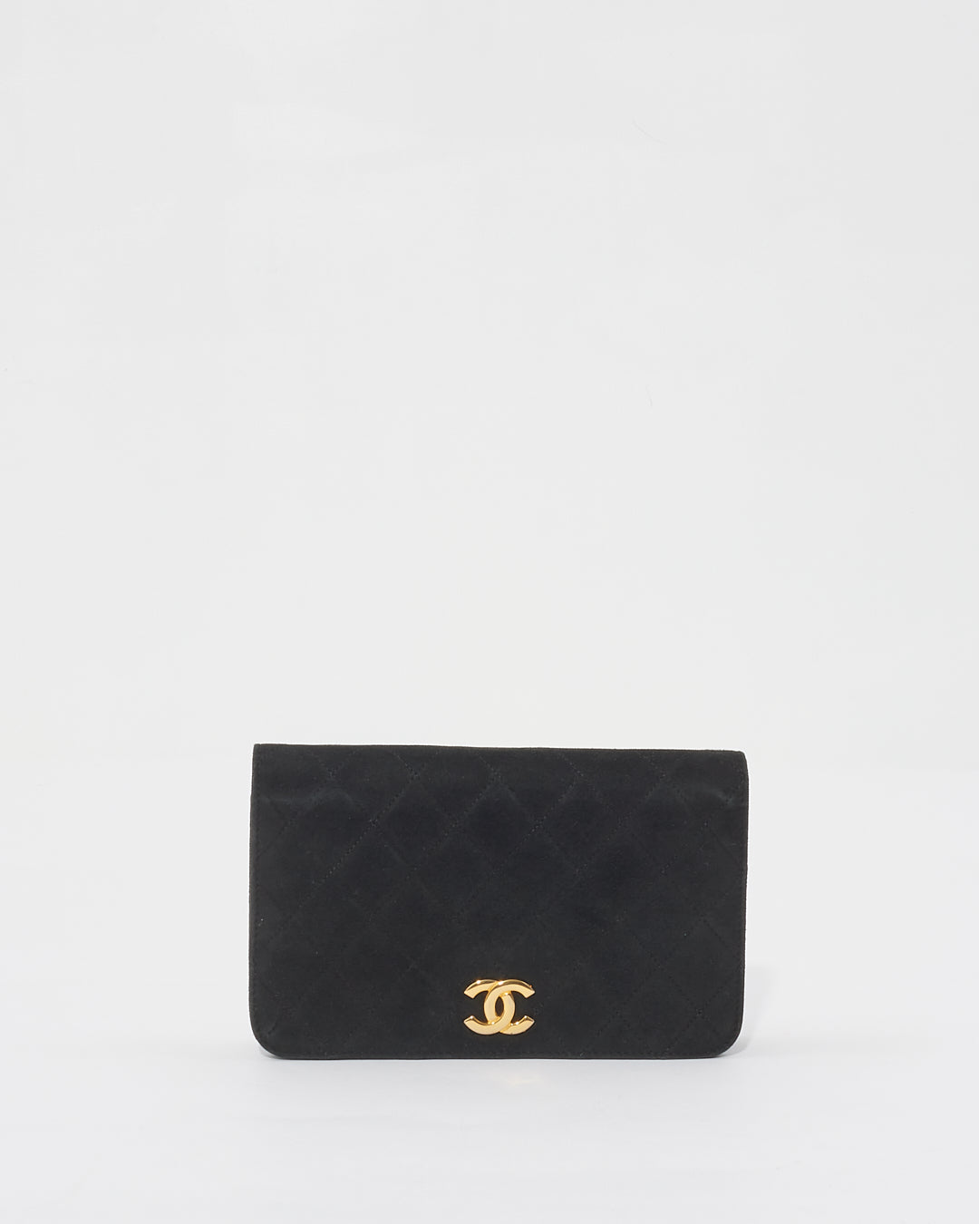 Portefeuille en daim noir Chanel sur chaîne GHW