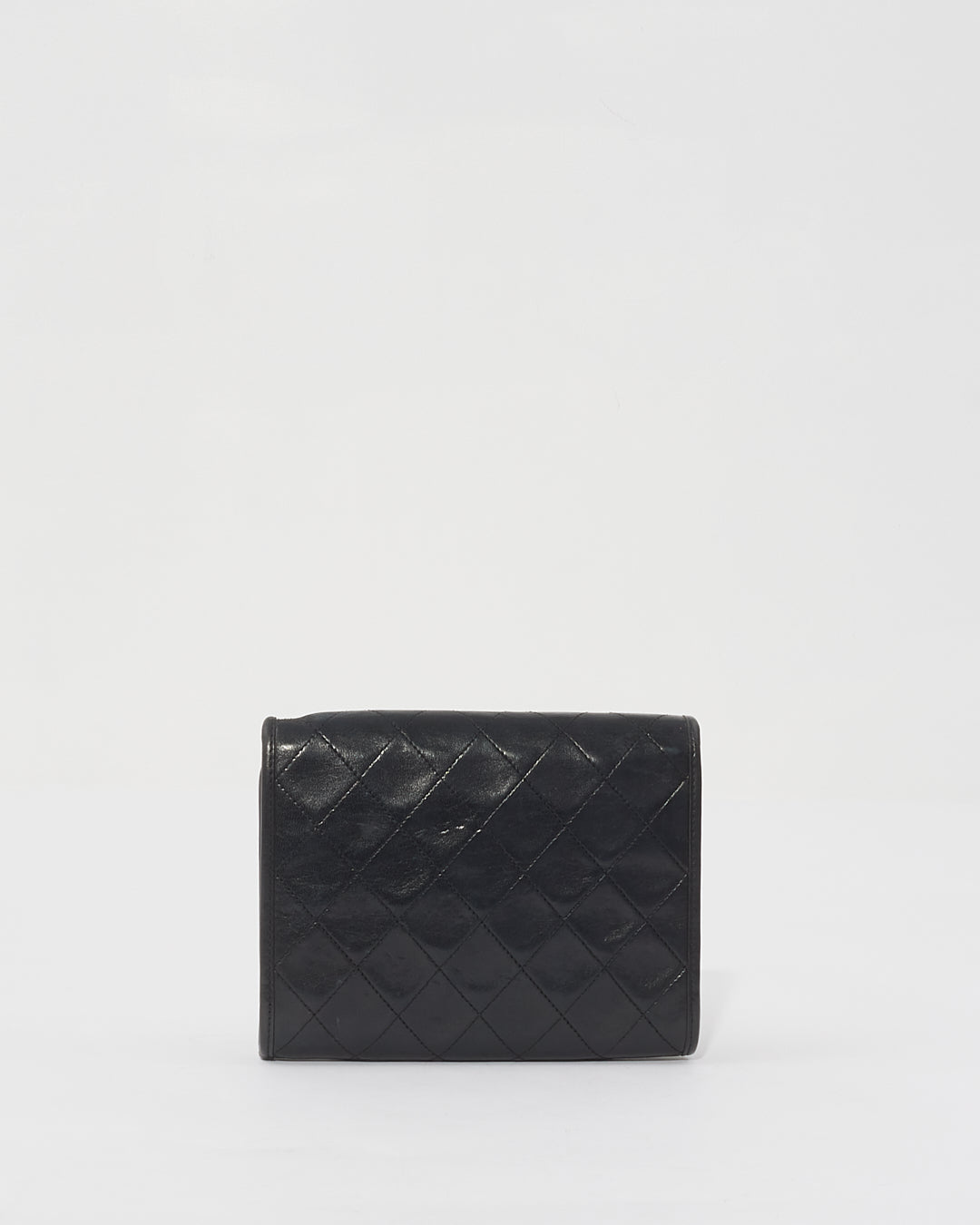 Chanel Vintage Black Lambskin Quilted Wallet on Chain