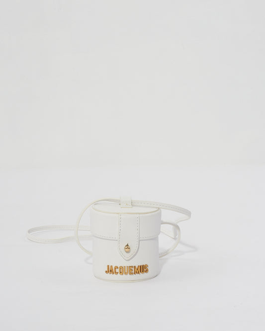 Jacquemus White Leather Mini Bucket Bag