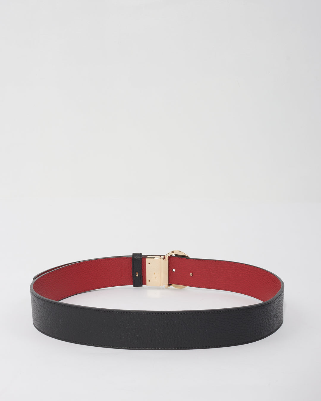 Gucci Black/Red  Leather with Gold GG buckle Reversible Belt- 90/36
