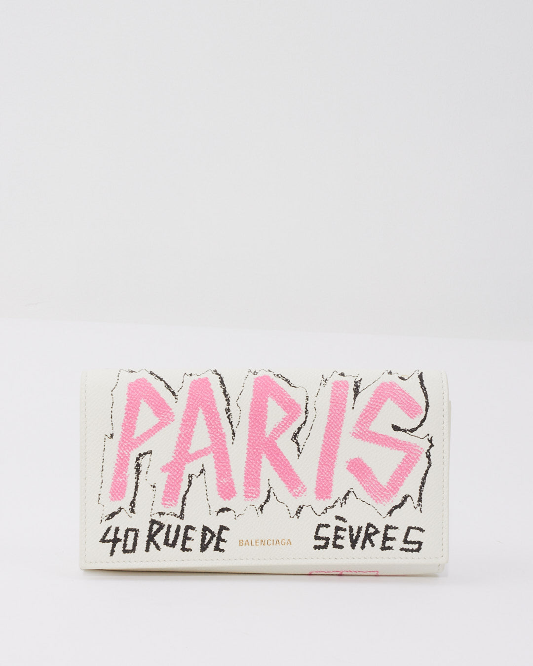 Balenciaga White/ Pink Graffit Wallet on Chain