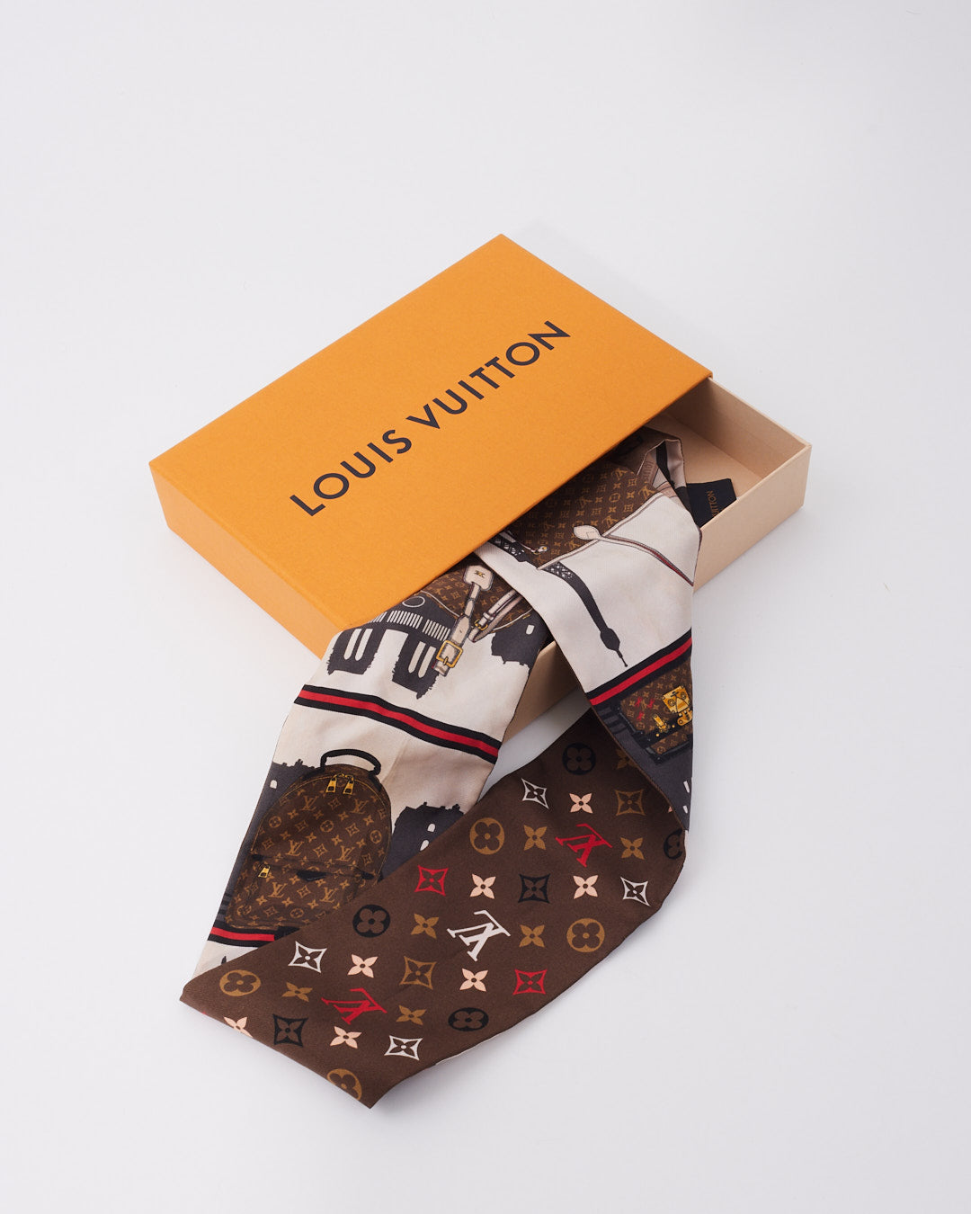Écharpe bandeau en soie monogramme marron Louis Vuitton 