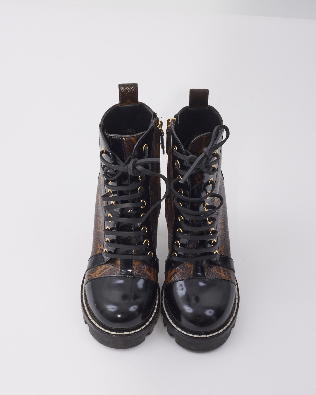 Louis Vuitton Monogram Lace Up Combat Boots - 36
