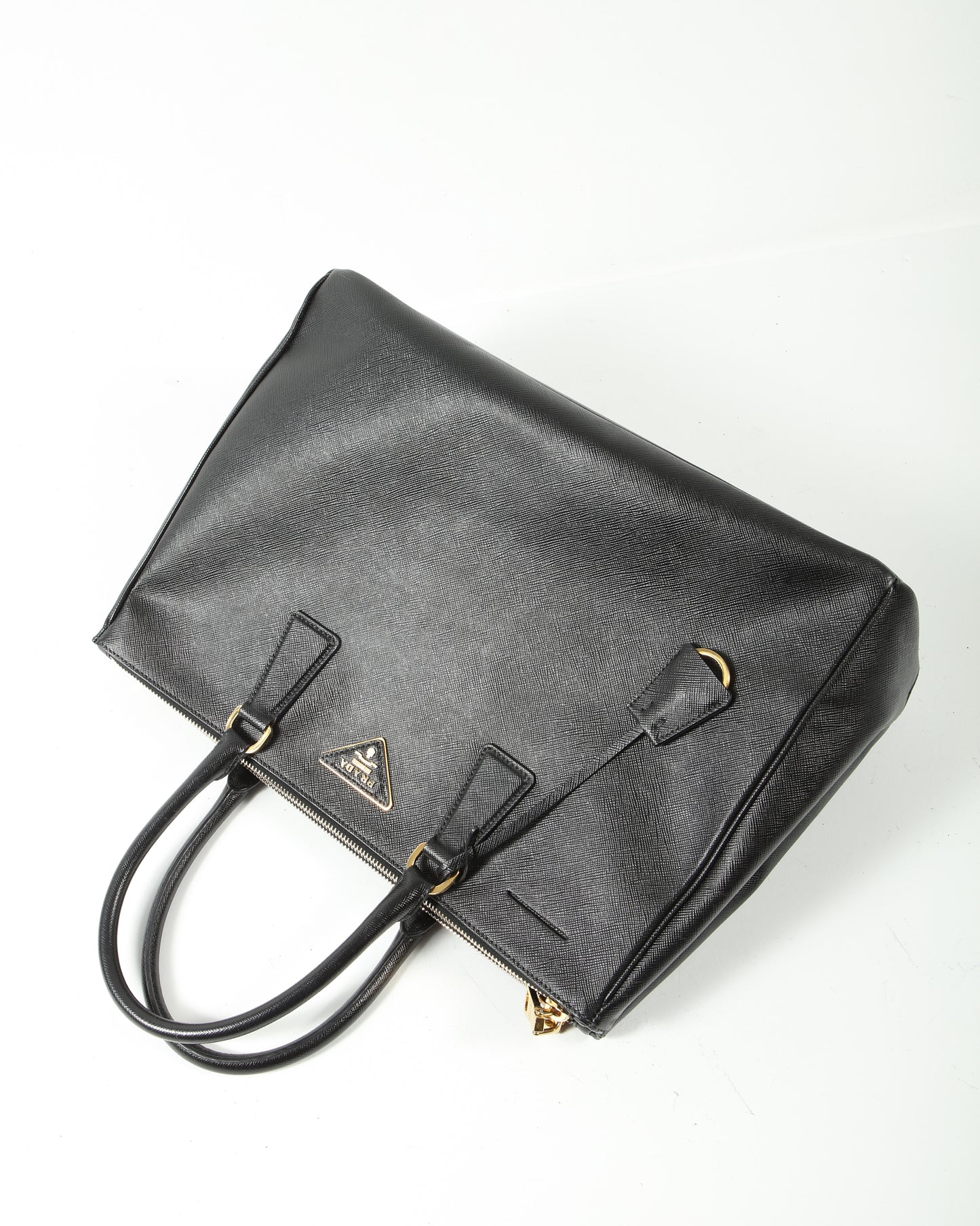 Prada Black Saffiano Large Double Zip Galleria Lux Tote Bag