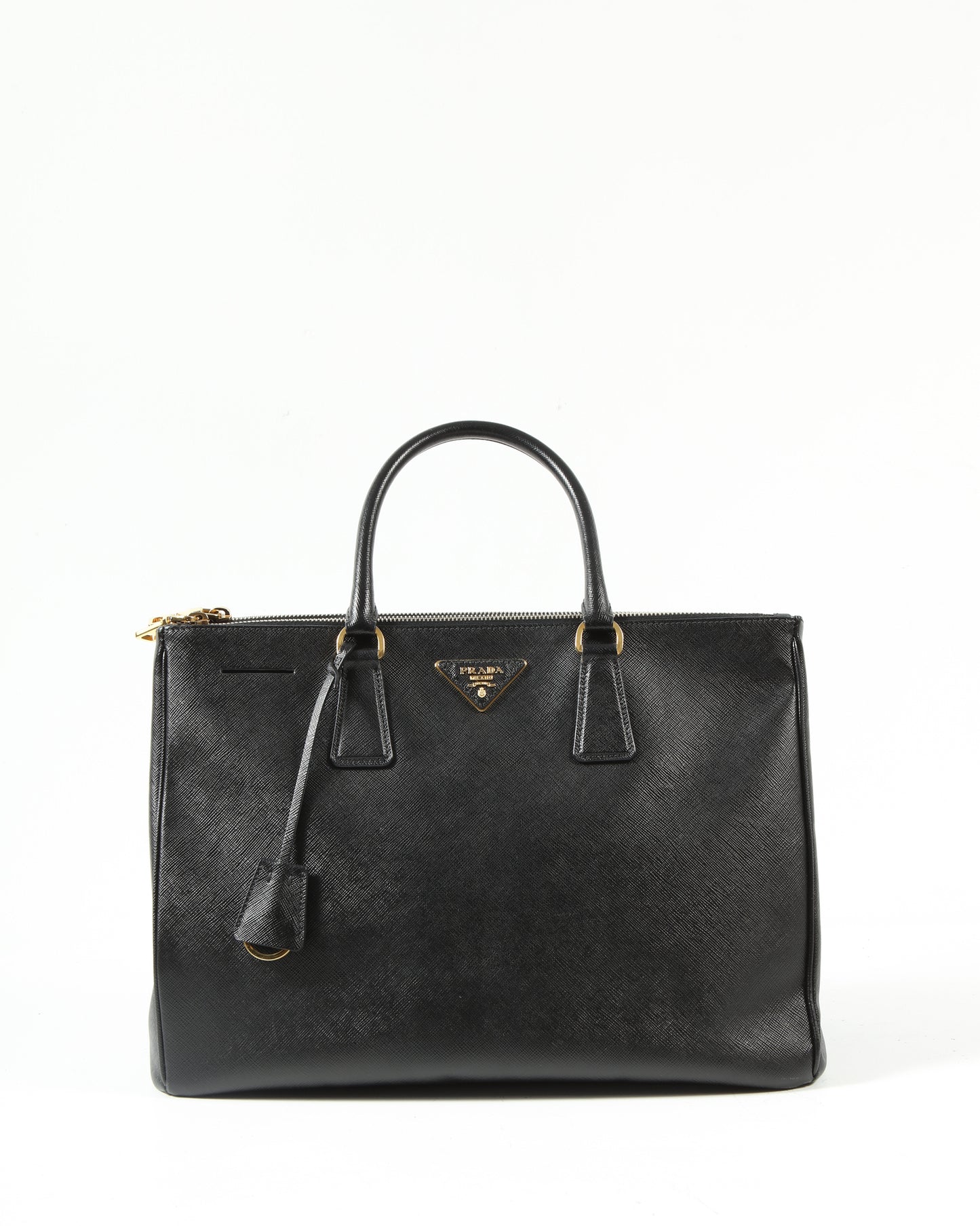 Prada Black Saffiano Large Double Zip Galleria Lux Tote Bag