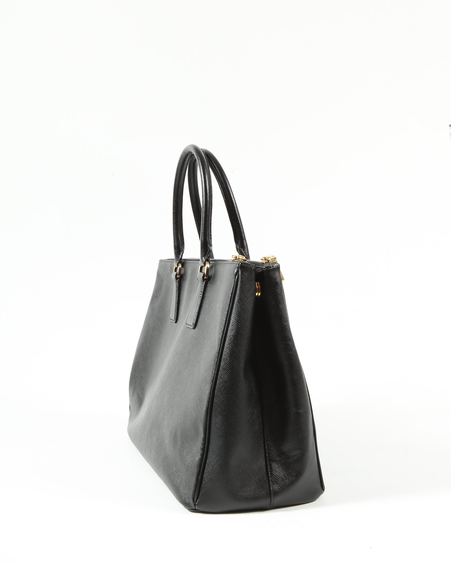 Prada Black Saffiano Large Double Zip Galleria Lux Tote Bag
