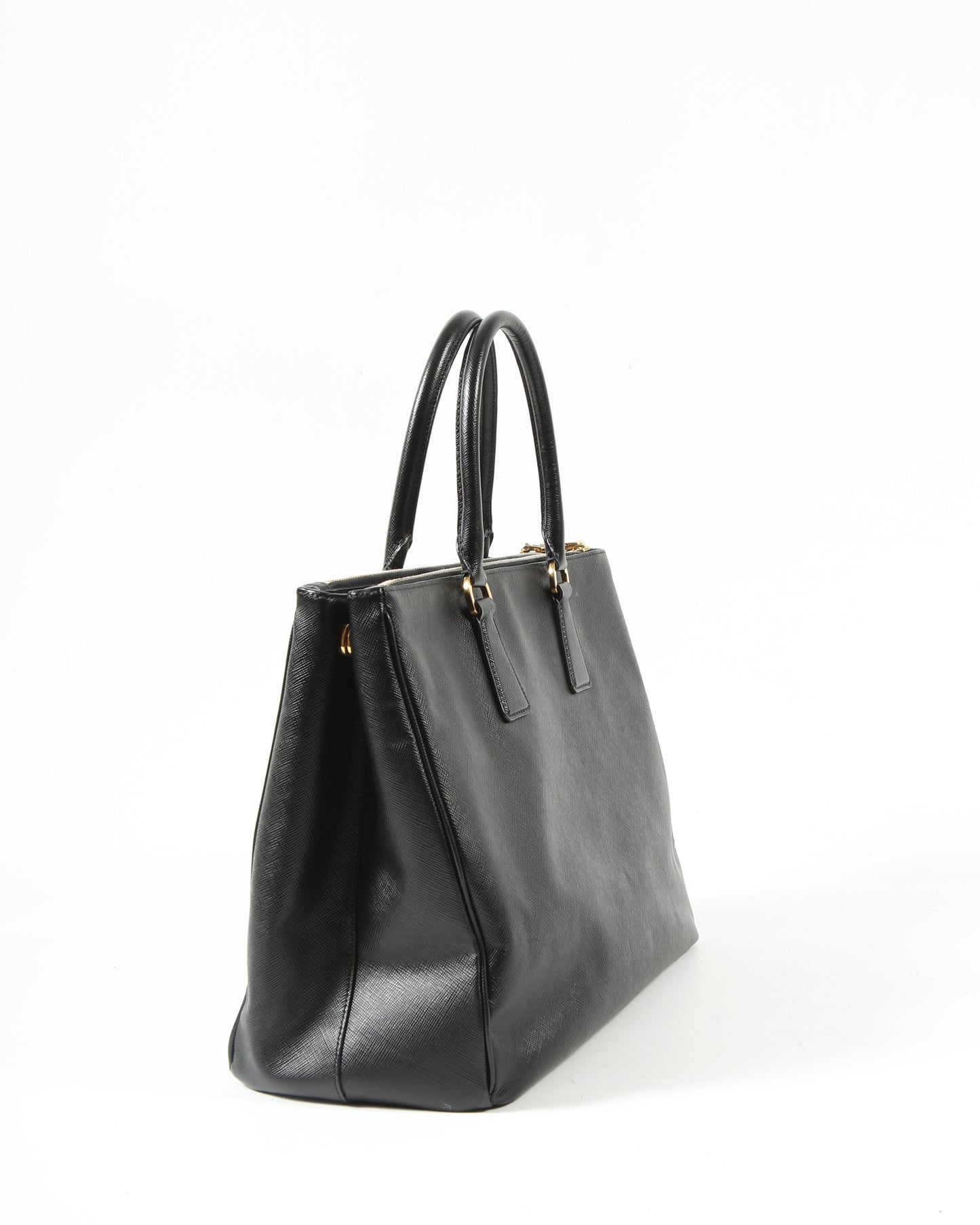 Prada Black Saffiano Large Double Zip Galleria Lux Tote Bag