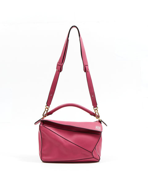 Explore a Loewe Fuchsia Leather Medium Puzzle Bag - Authenticated