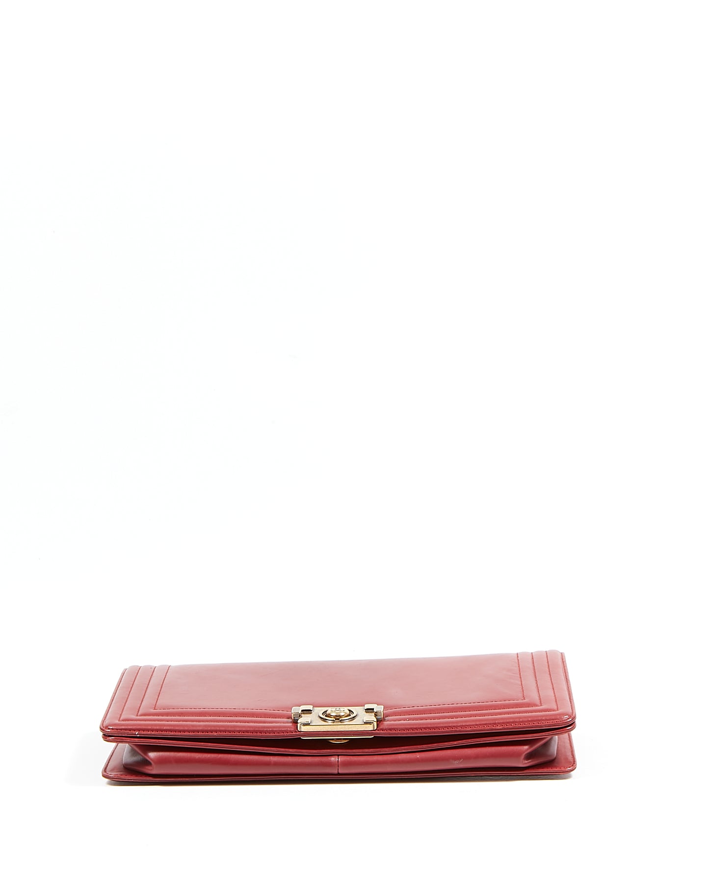 Pochette garçon en cuir d'agneau rouge vin Chanel