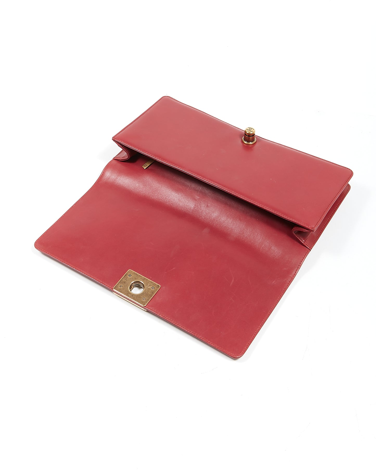 Pochette garçon en cuir d'agneau rouge vin Chanel