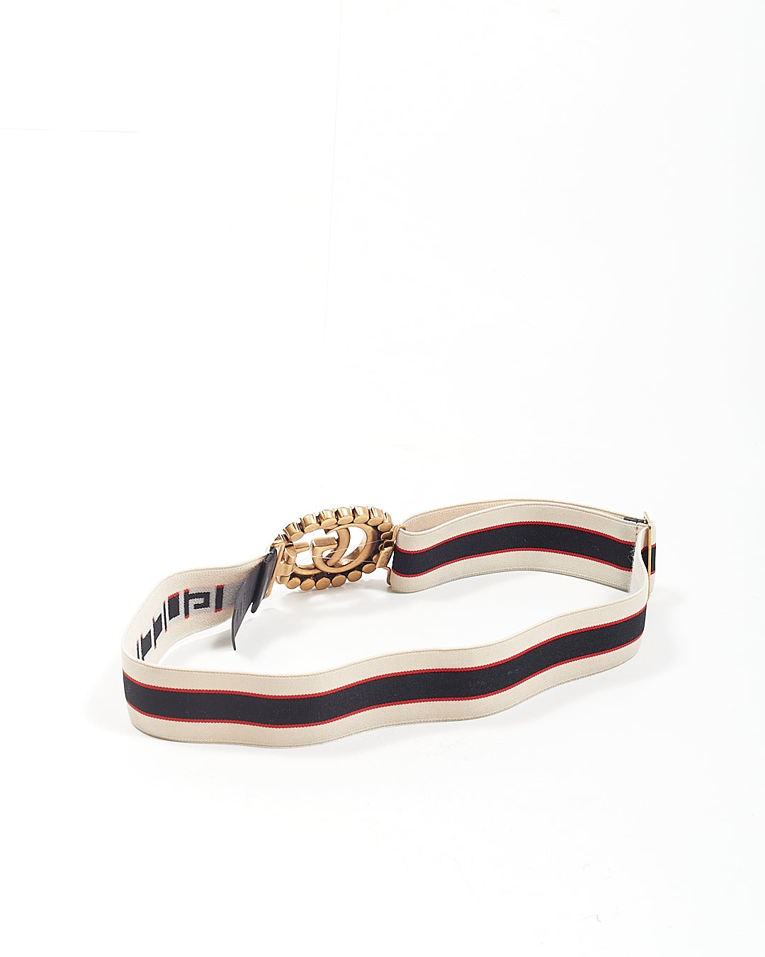 Gucci Red Crystal GG Marmont Elastic Band Logo Belt - 80/32